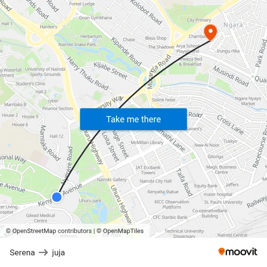 Serena to juja map