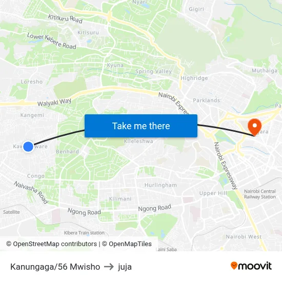 Kanungaga/56 Mwisho to juja map