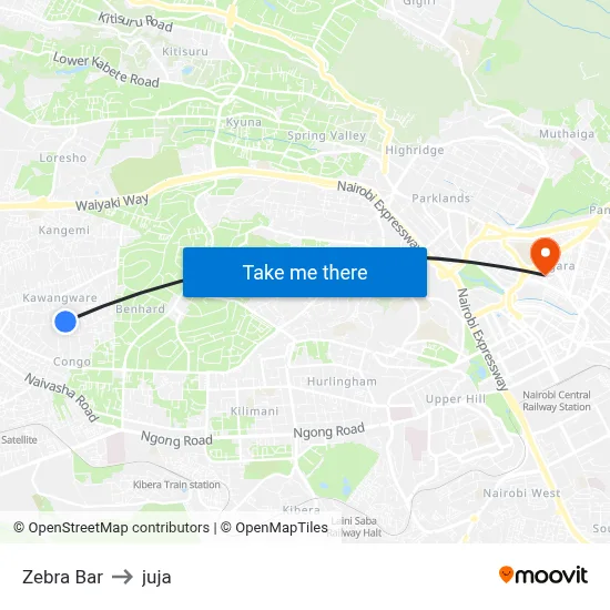 Zebra Bar to juja map