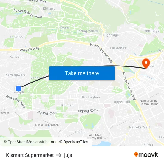 Kismart  Supermarket to juja map
