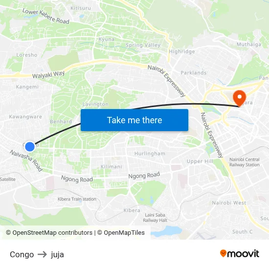 Congo to juja map