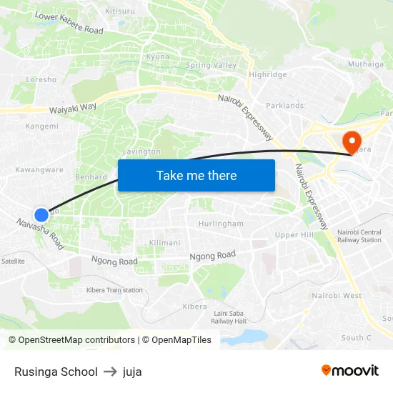 Rusinga School to juja map