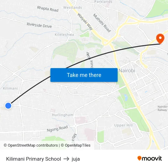 Kilimani Primary School to juja map