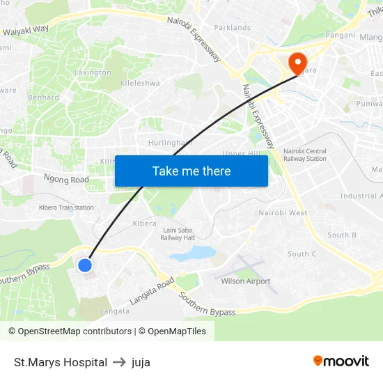 St.Marys Hospital to juja map