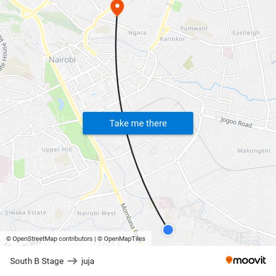 South B Stage to juja map