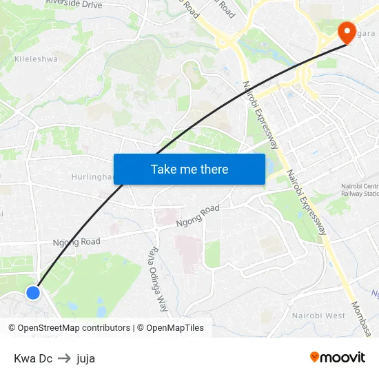 Kwa Dc to juja map