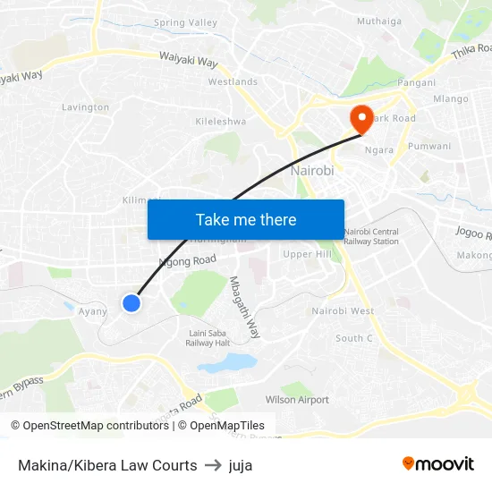 Makina/Kibera Law Courts to juja map