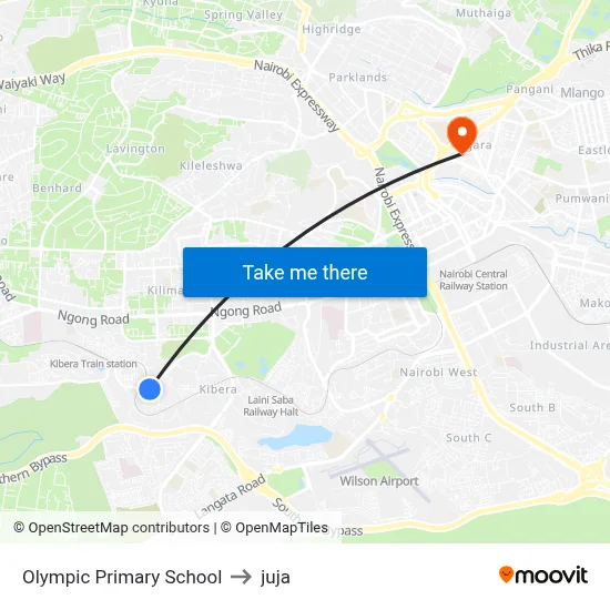 Olympic Primary School to juja map