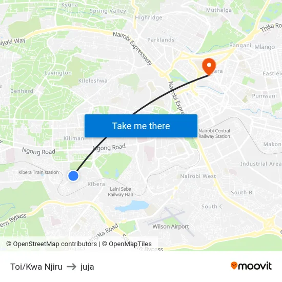 Toi/Kwa Njiru to juja map