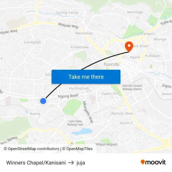 Winners Chapel/Kanisani to juja map