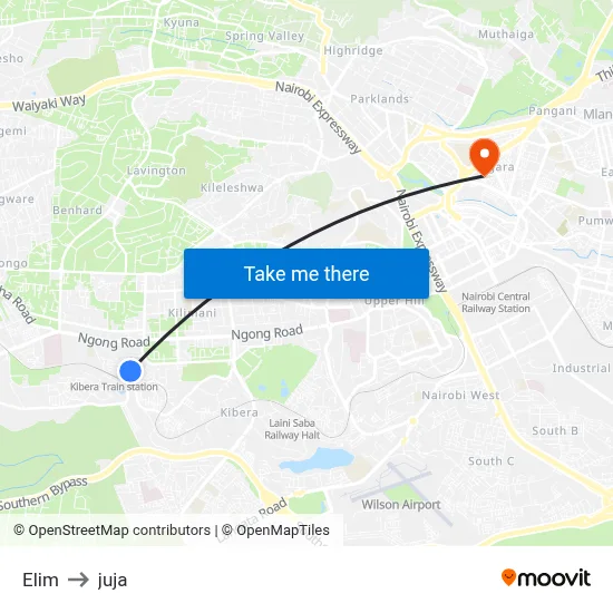 Elim to juja map