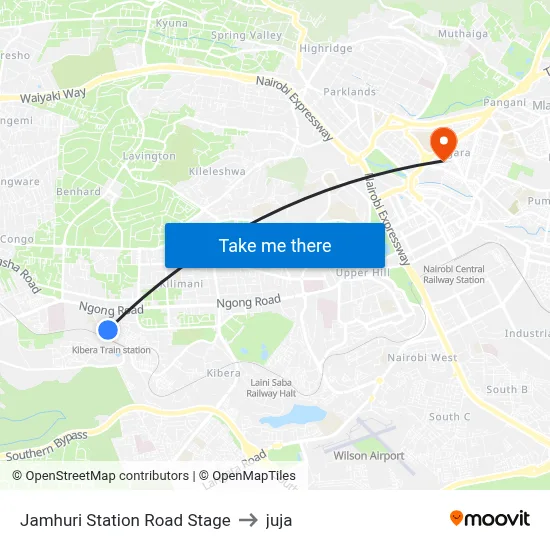 Jamhuri Station Road Stage to juja map