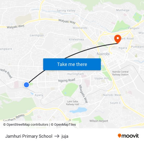 Jamhuri Primary School to juja map