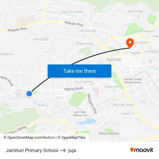 Jamhuri Primary School to juja map