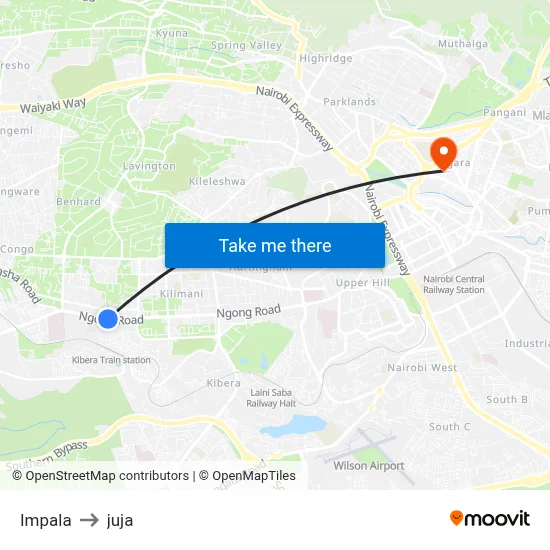 Impala to juja map