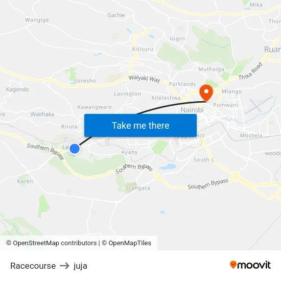 Racecourse to juja map