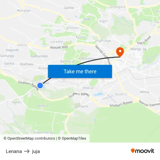 Lenana to juja map