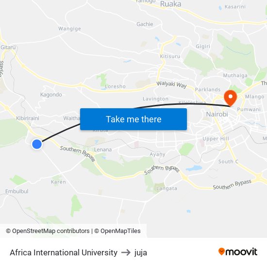 Africa International University to juja map