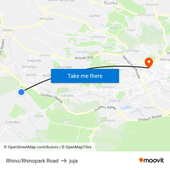 Rhino/Rhinopark Road to juja map