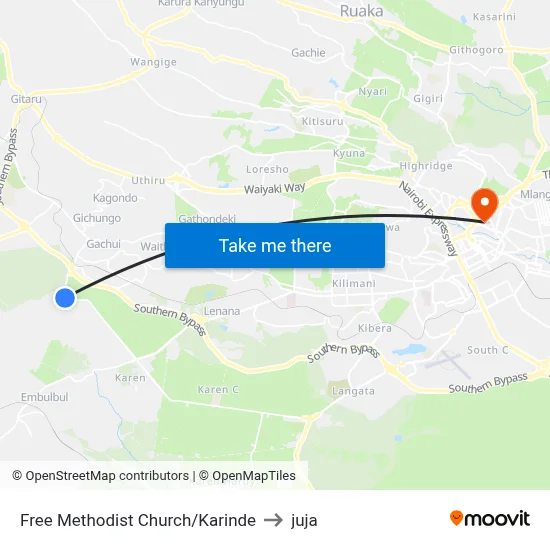 Free Methodist Church/Karinde to juja map