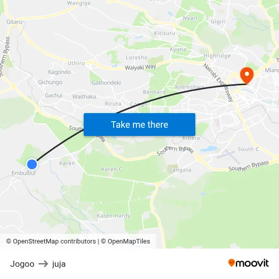 Jogoo to juja map
