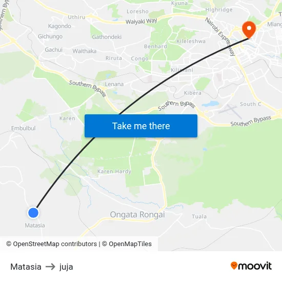Matasia to juja map