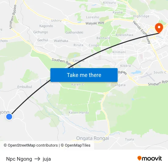 Npc Ngong to juja map