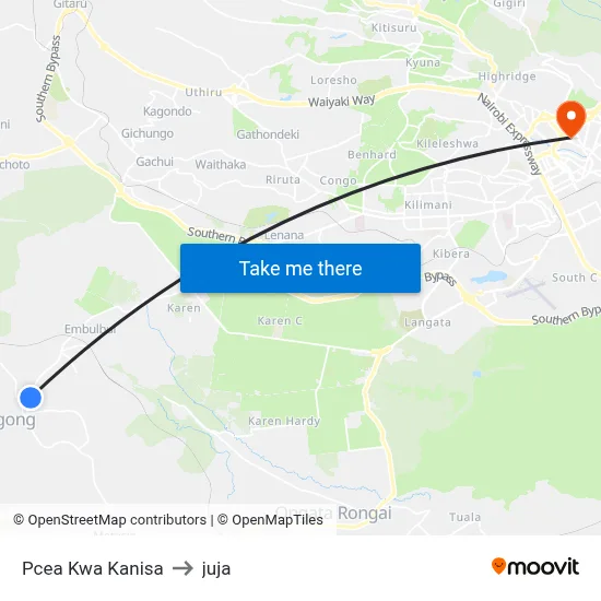 Pcea Kwa Kanisa to juja map
