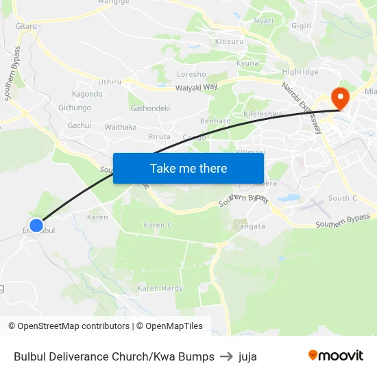 Bulbul Deliverance Church/Kwa Bumps to juja map