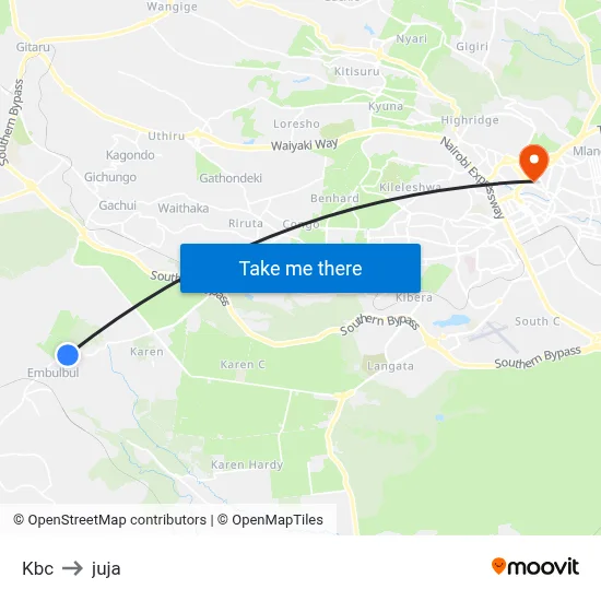 Kbc to juja map