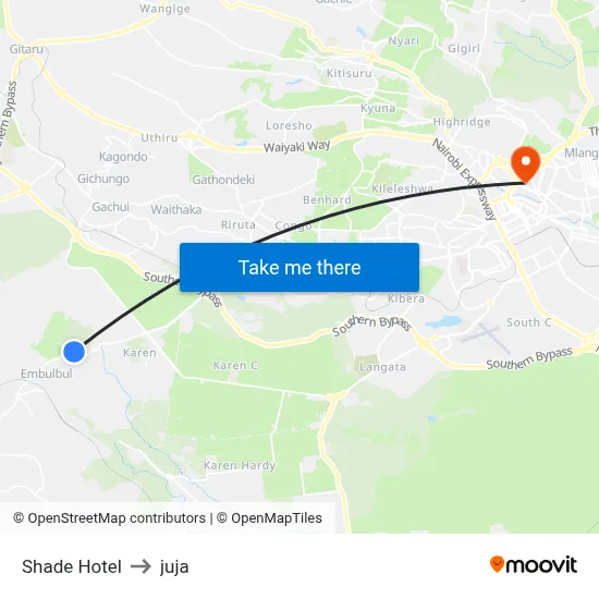 Shade Hotel to juja map