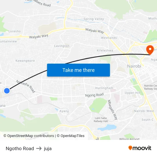 Ngotho Road to juja map