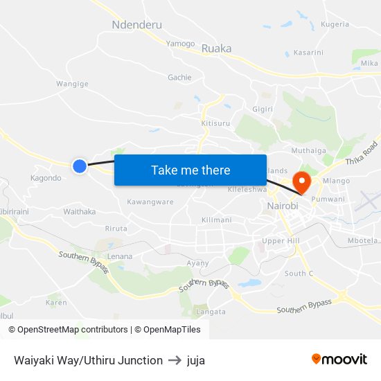 Waiyaki Way/Uthiru Junction to juja map