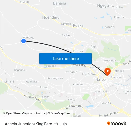 Acacia Junction/King'Eero to juja map