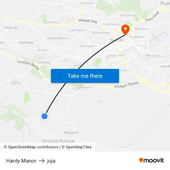 Hardy Manor to juja map