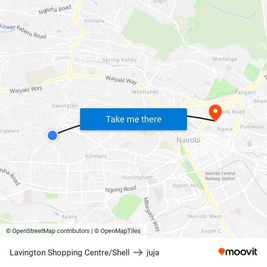 Lavington Shopping Centre/Shell to juja map