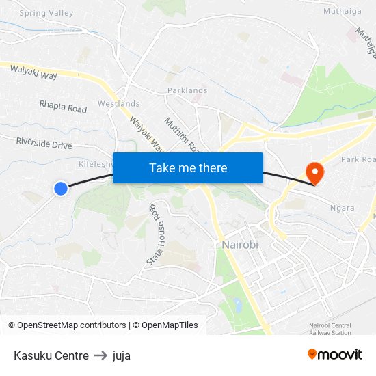 Kasuku Centre to juja map