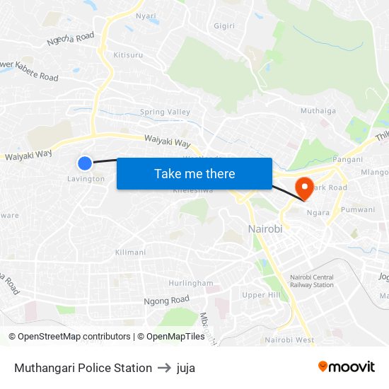 Muthangari Police Station to juja map