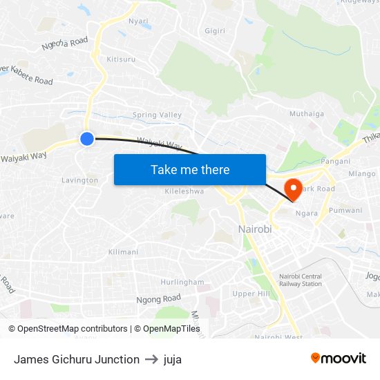 James Gichuru Junction to juja map