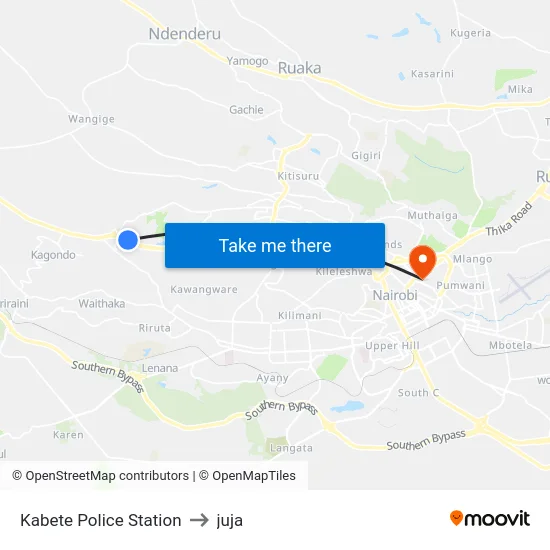 Kabete Police Station to juja map