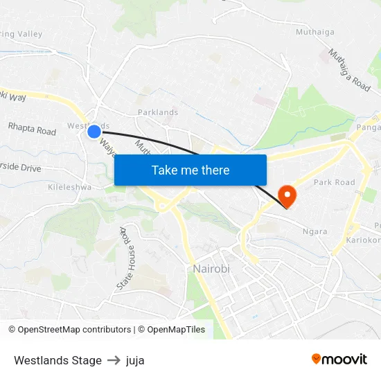 Westlands Stage to juja map
