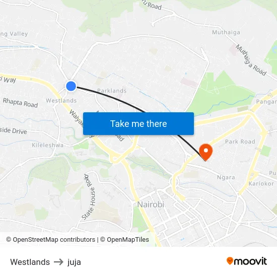Westlands to juja map