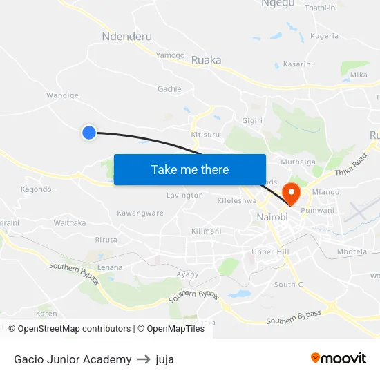 Gacio Junior Academy to juja map