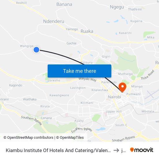 Kiambu Institute Of Hotels And Catering/Valence School to juja map