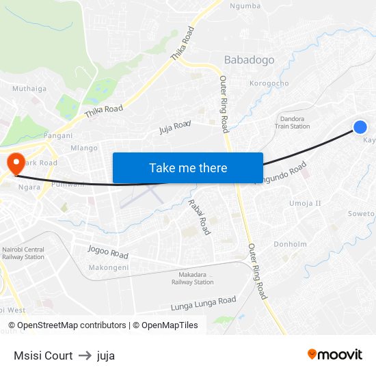 Msisi Court to juja map
