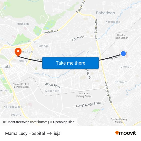 Mama Lucy Hospital to juja map