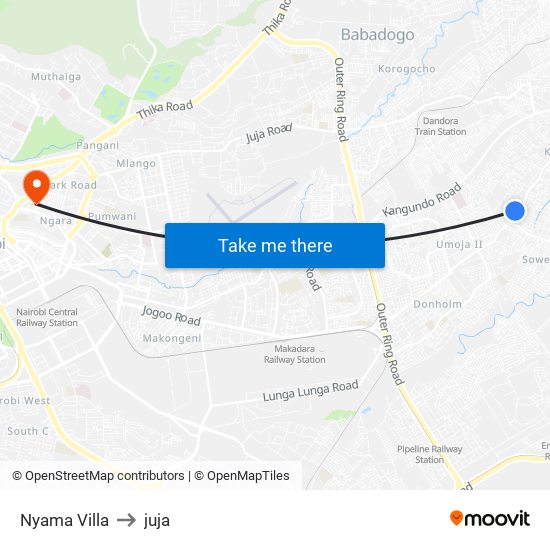 Nyama Villa to juja map