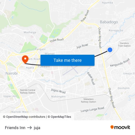 Friends Inn to juja map
