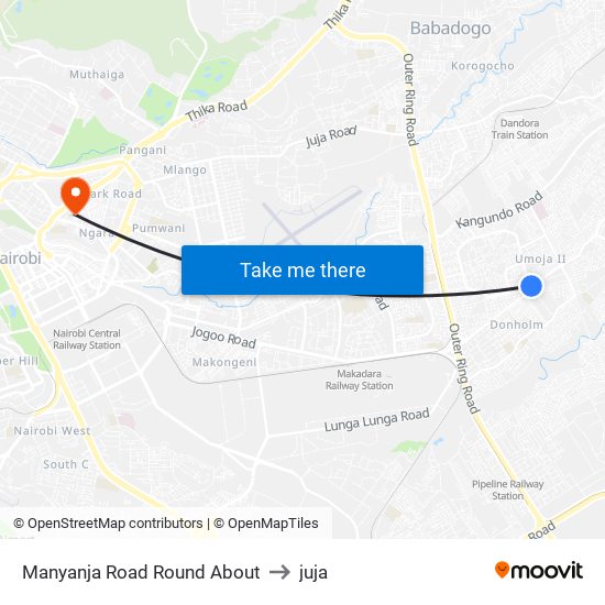 Manyanja Road Round About to juja map