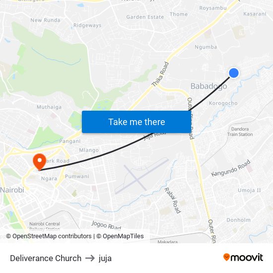 Deliverance Church to juja map